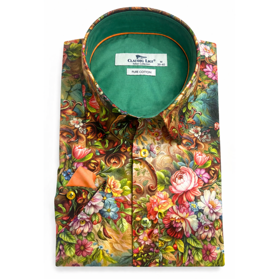 Claudio Lugli S/s Shirt- Gold Flower