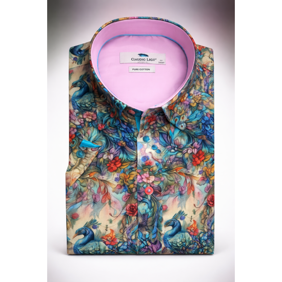 Claudio Lugli S/s Shirt- Peacock White