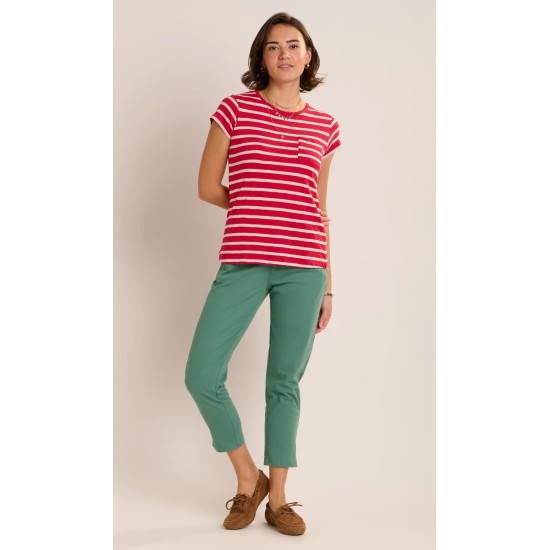 Coastline Stripe T-Shirt- Red