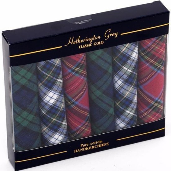 Cotton Handkerchief Tartan 6 Pack