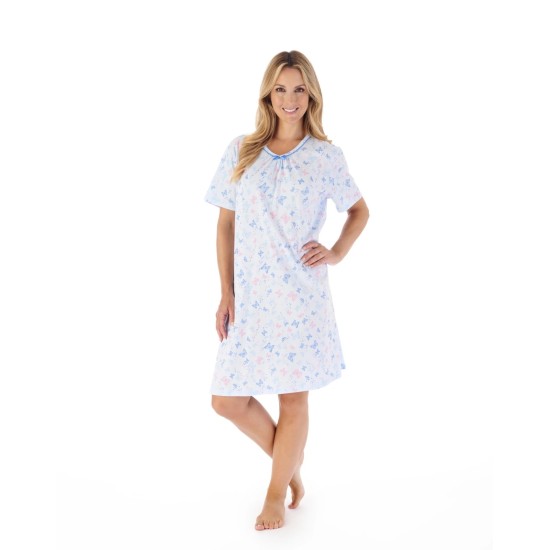 Cotton Jersey S/S Nightie-Blue Butterfly