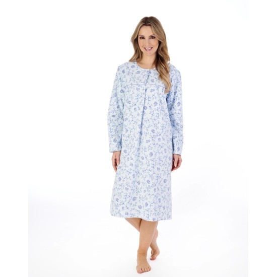 Brushed Cotton R/N Nightdress Blue