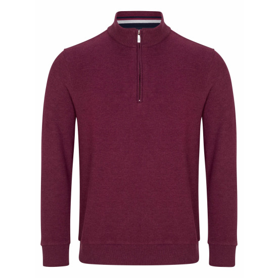 Cotton Rich 1/4 Zip Sweat- Wine