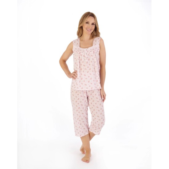 Cotton Sleeveless Floral PJs- Pink