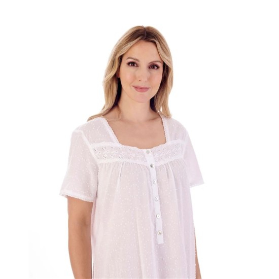 Cotton S/S Nightdress White Dots