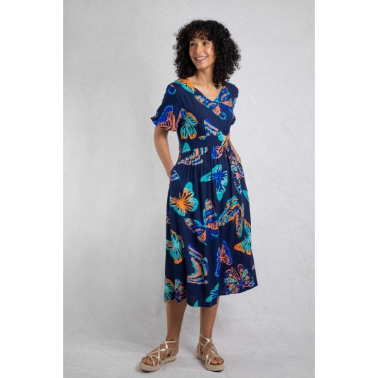 Dilsha Eco Viscose Dress- Dark Blue