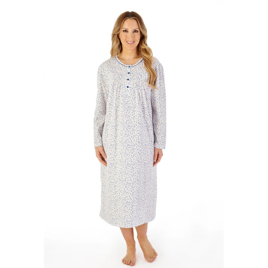 Ditsy Floral L/S Nightdress- Blue
