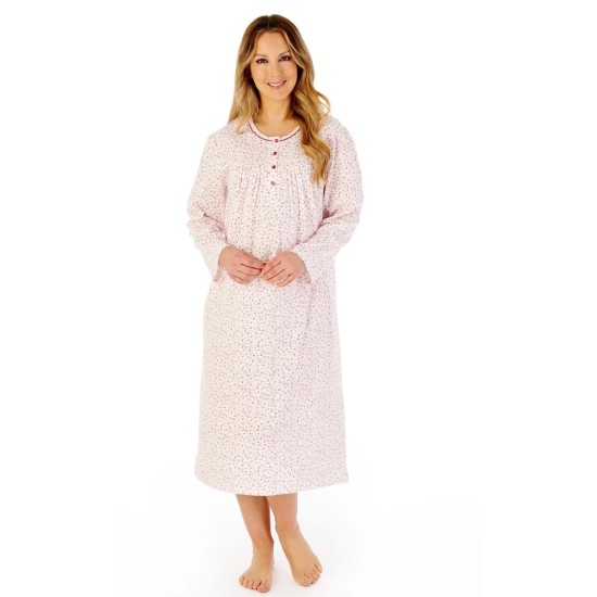 Ditsy Floral L/S Nightdress- Pink