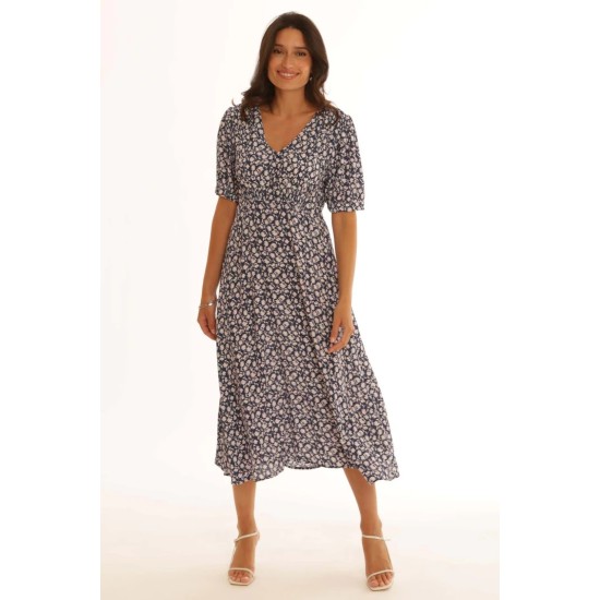 Ditsy Tea Dress- Navy