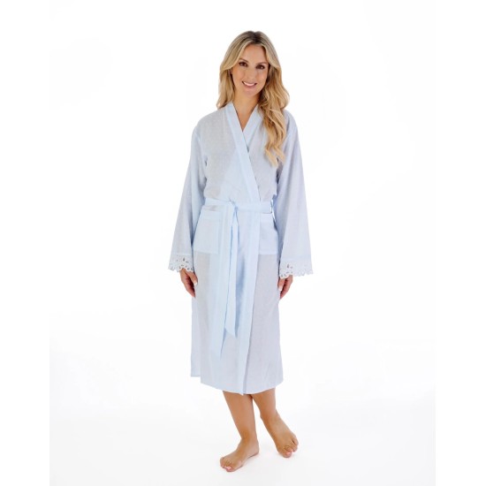 Dobby Dot Woven Kimono Wrap Blue