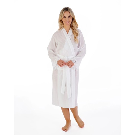 Dobby Dot Woven Kimono Wrap White