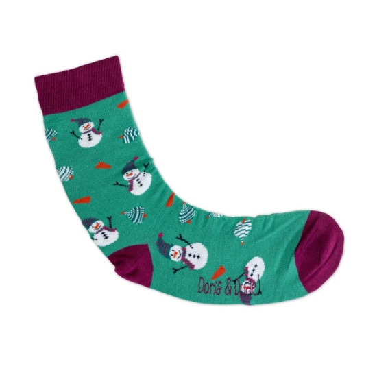 Doris & Dude Bamboo Socks - Green Snowmen