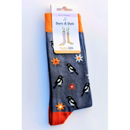 Doris & Dude Bamboo Socks - Grey Magpie