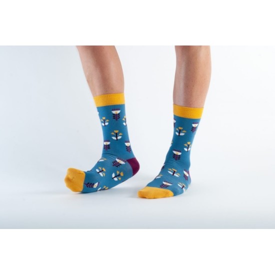 Doris & Dude Bamboo Socks Blue Flower