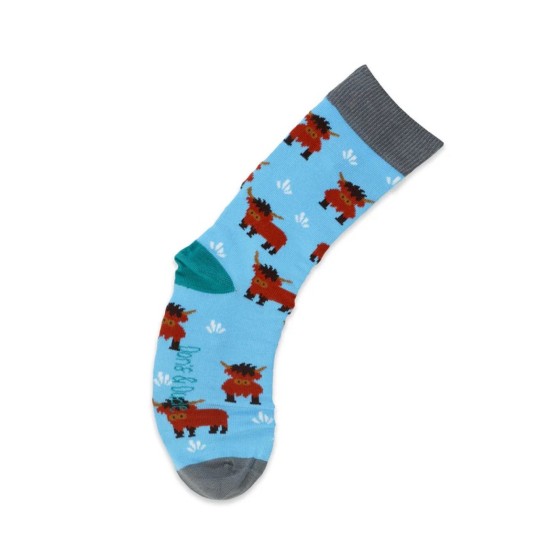  Doris & Dude Bamboo Socks Blue Highland Cow