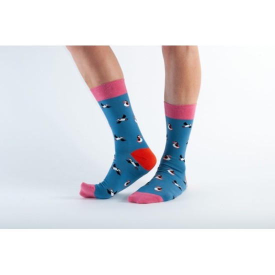  Doris & Dude Bamboo Socks Blue/Pink Puffins
