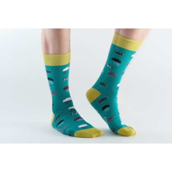  Doris & Dude Bamboo Socks Green Cats N Dogs