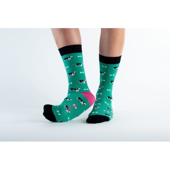  Doris & Dude Bamboo Socks Green Dogs