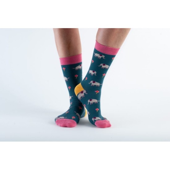  Doris & Dude Bamboo Socks Teal Elephant