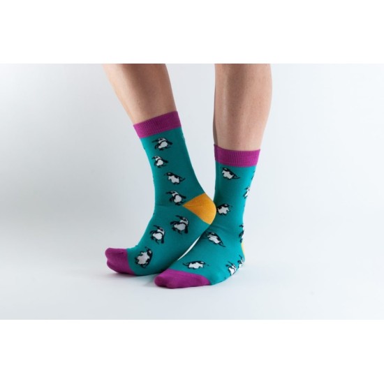  Doris & Dude Bamboo Socks Green Penguins