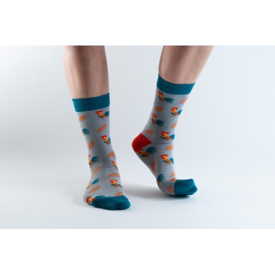  Doris & Dude Bamboo Socks Grey Cockerels 