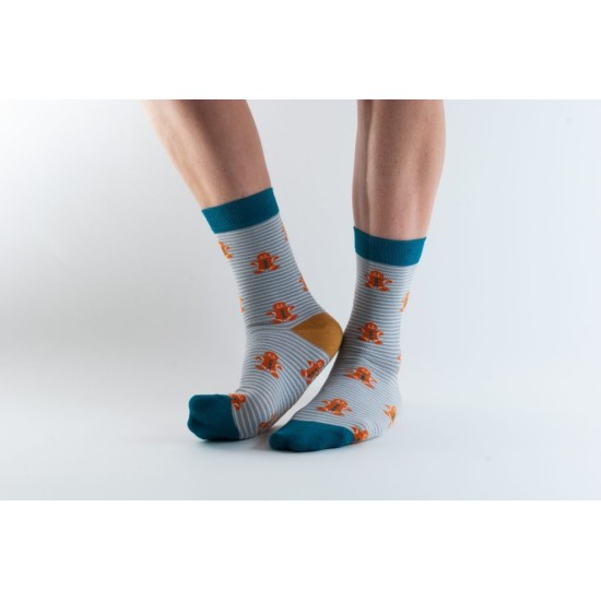  Doris & Dude Bamboo Socks Grey Gingerbread Men