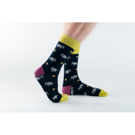  Doris & Dude Bamboo Socks Navy Elephants