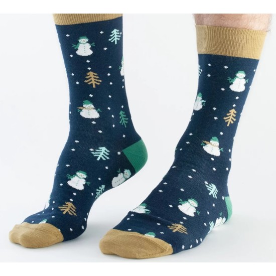  Doris & Dude Bamboo Socks Navy Snowman