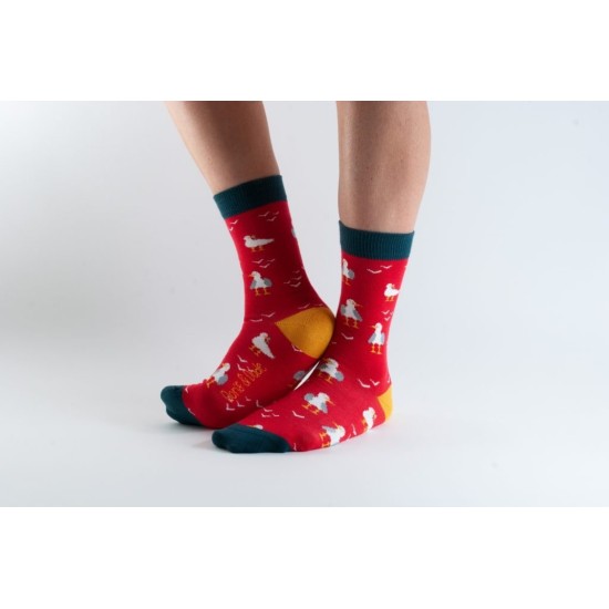  Doris & Dude Bamboo Socks Red Seagulls