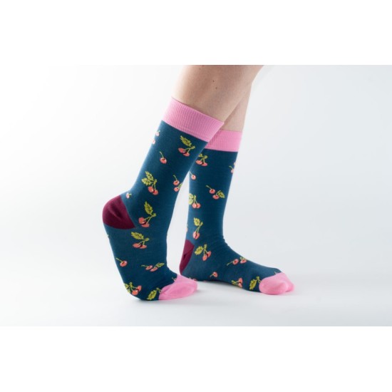  Doris & Dude Bamboo Socks Teal Cherries