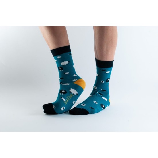  Doris & Dude Bamboo Socks Teal Sheep
