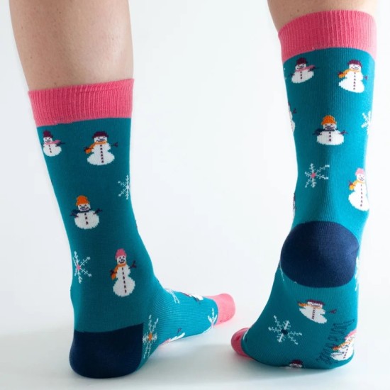  Doris & Dude Bamboo Socks Teal Snowman