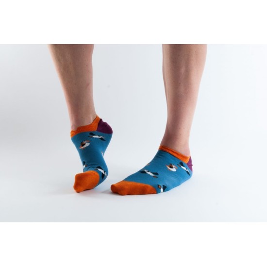  Doris & Dude Bamboo Trainer Socks Blue Puffins