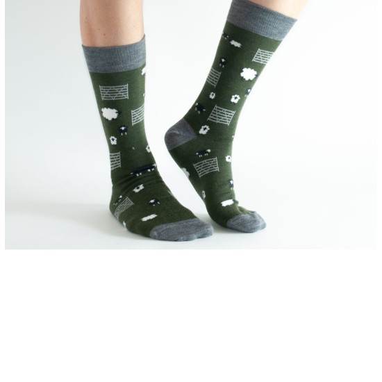  Doris & Dude Merino Socks Dark Green Sheep