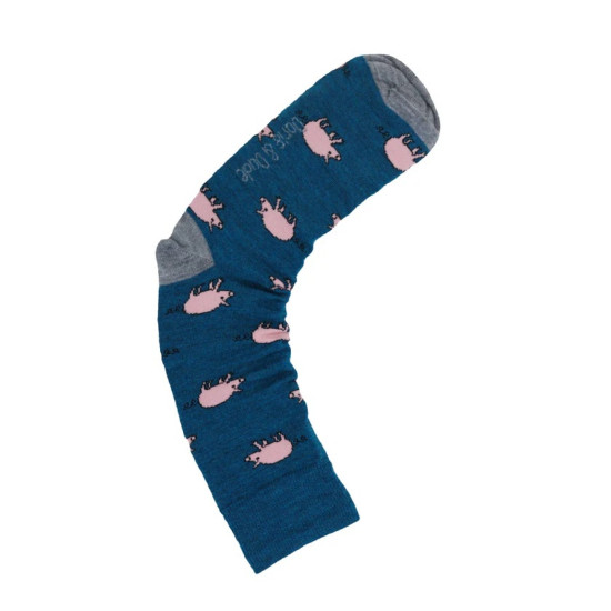 Doris & Dude Merino Socks Teal Pig