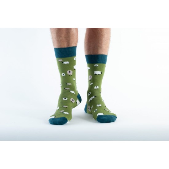 Doris & Dude Socks    Green Sheep