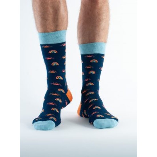 Doris & Dude Socks    Navy Rainbows