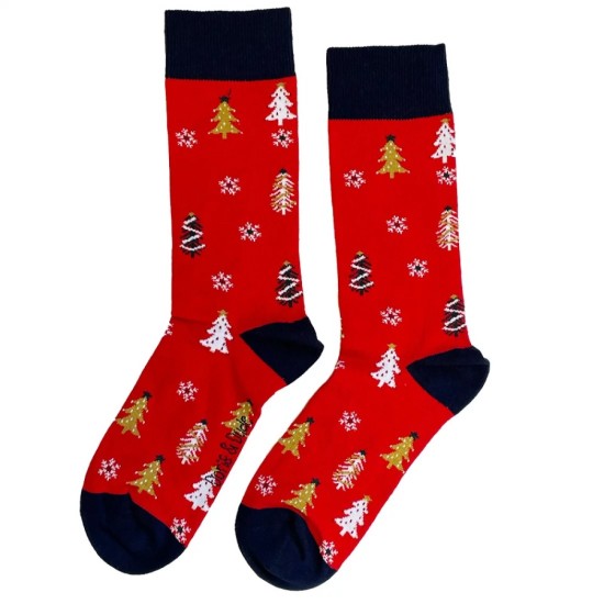 Doris & Dude Socks  Red Xmas Tree