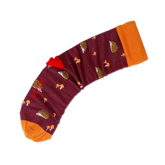 Doris & Dude Socks Burgundy Hedgehog