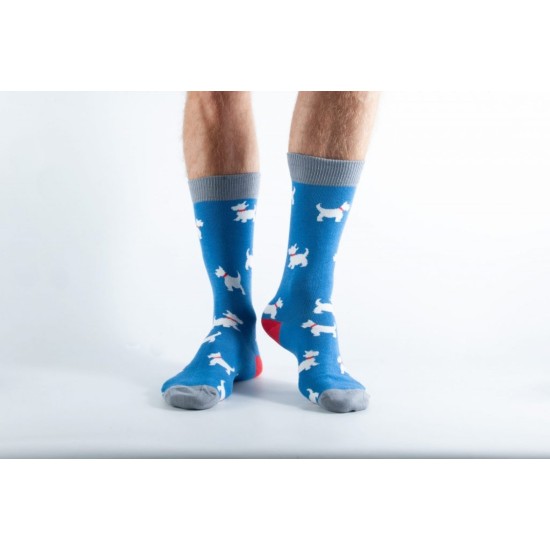 Doris & Dude Socks Blue Westie