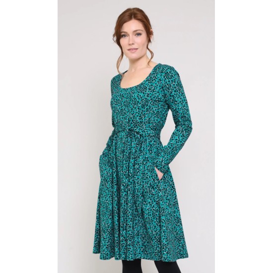 Dotty Fit & Flare Dress - Topaz