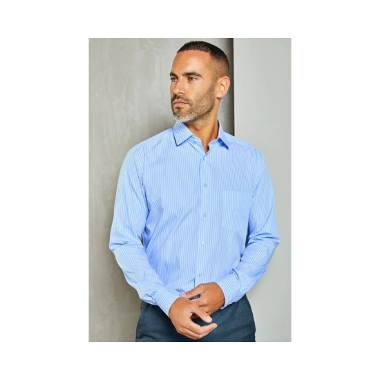 Double Two Lt Blue stripe L/S shirt