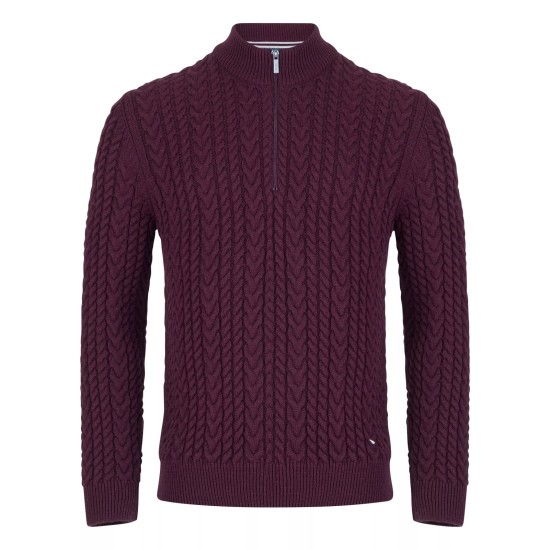 Douglas Half Zip Sweater Maroon