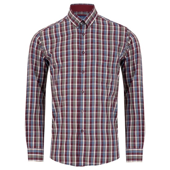 Douglas L/s 100% Cotton  Burgundy Brown