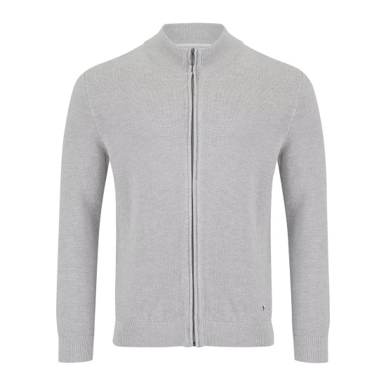 Douglas Light Grey Long Sleeve Full Zip Sweater