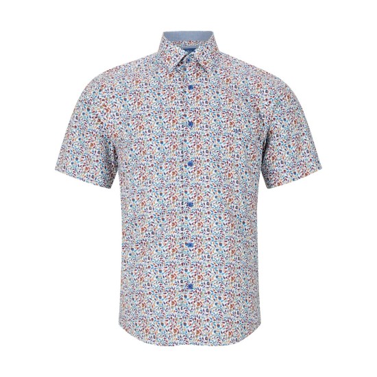 Douglas Short Sleeve Shirt Orange Leaves