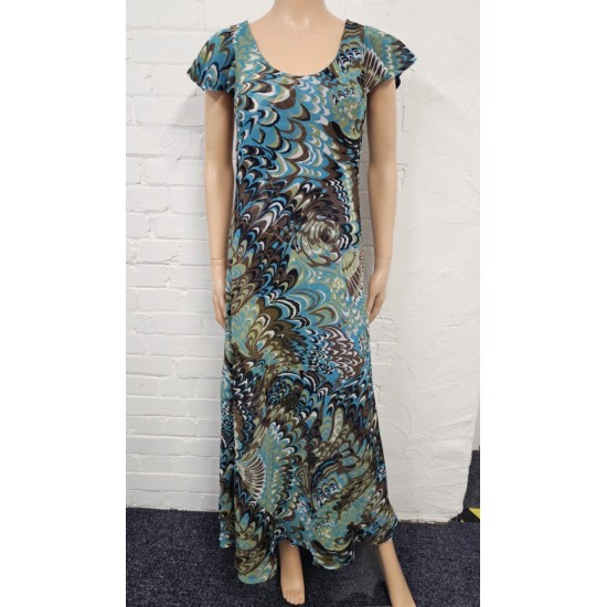 Cap Sleeve Dress Reversible - Blue/Green