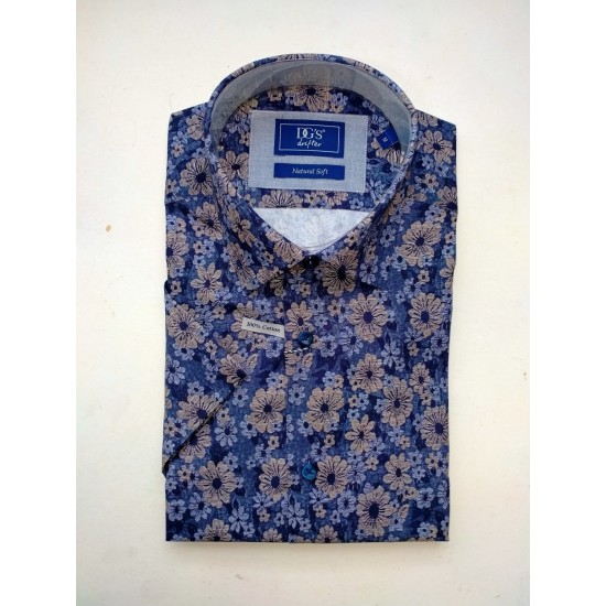 Drifter Dark Blue Regular Short Sleeve Casual Shirt