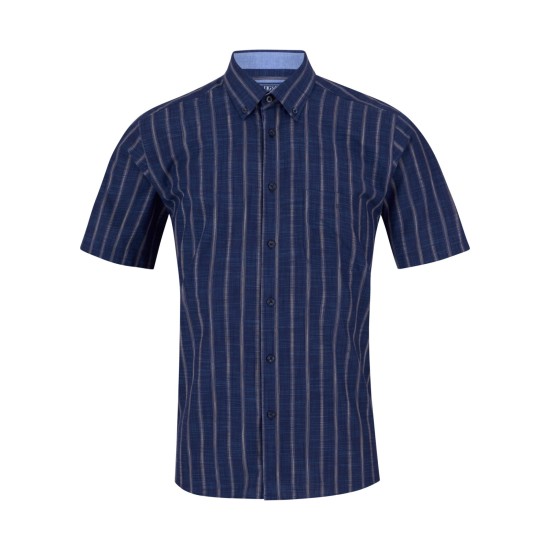 Drifter Dark Blue Regular Short Sleeve Casual Shirt
