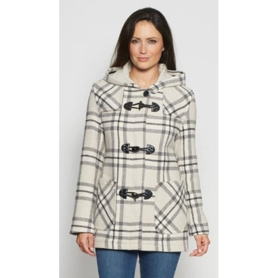 Duffel Coat Wool Mix - White Check